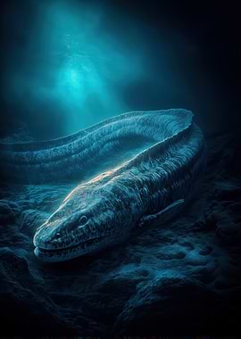 Underwater Eel in Deep Blue Sea