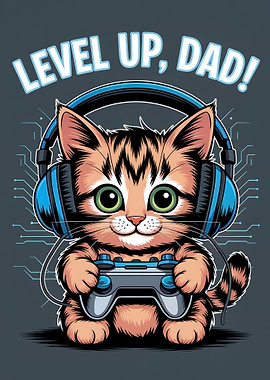 Level Up Dad Gaming Cat