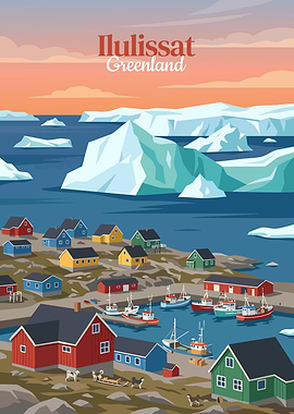 Ilulissat Greenland Vector Illustration