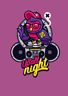 Owl with Boombox - Up All Night