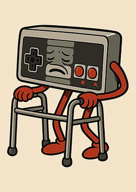 Old Game Controller Poster, Funny Retro Gaming Wall Art, Vintage Gamer Humor Print