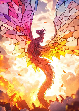 Stained Glass Dragon Ascending