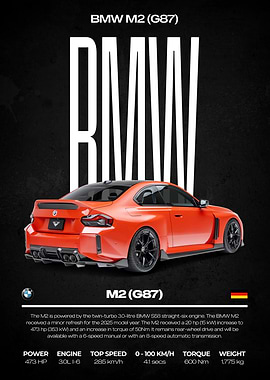 BMW M2 (G87) Car Poster