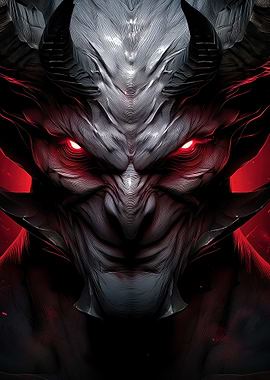 Demonic Figure with Red Eyes