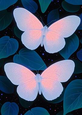 Glowing Butterflies in a Starry Night