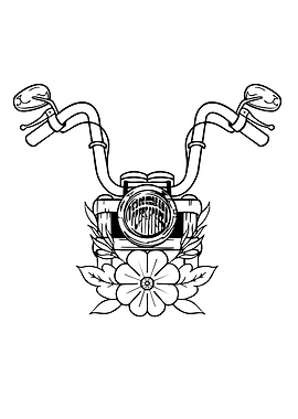 Motorcycle Handlebars with Floral Design