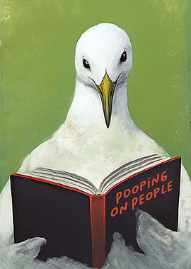 Seagull reading 'Pooping on People'