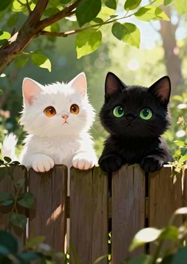 Two Cute Kittens on a Fence