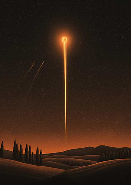 Golden beam over Tuscan landscape