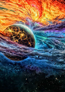 Fiery Planet in Cosmic Storm