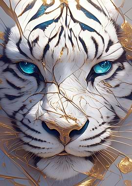 White Tiger with Golden Accents