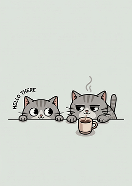 Two Cats with Coffee