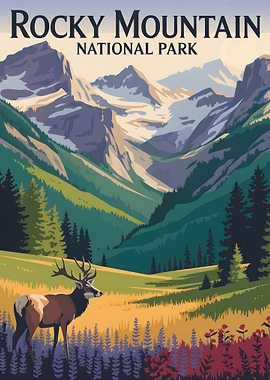 Rocky Mountain National Park Illustration