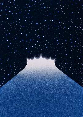 Mount Fuji under starry night sky