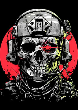 Skull Soldier with Red Eye
