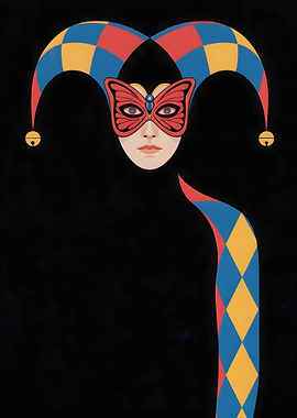 Masked Jester with Harlequin Pattern