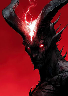 Demonic Figure with Glowing Eyes