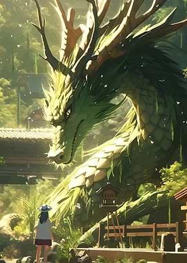 Forest Dragon and Girl Encounter