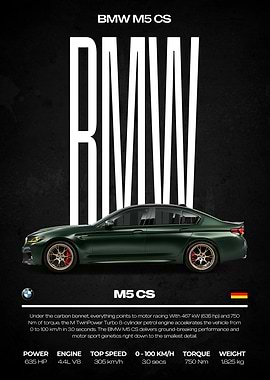 BMW M5 CS Car Poster