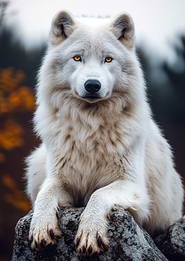 Majestic White Wolf Portrait