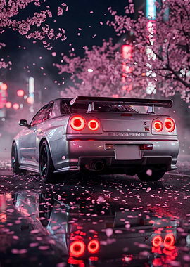 Car GTR R34 Cherry Blossoms