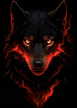 Fiery Wolf Portrait