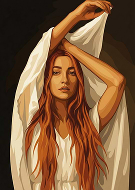 Woman in White Dress Digital Art