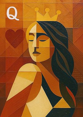 Geometric Queen of Hearts Portrait