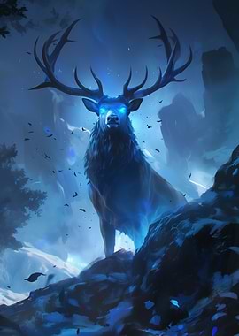 Dark Wood Collection: Mystical Blue Deer