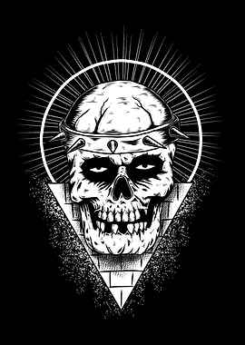 Skull with Spiked Crown Illustration