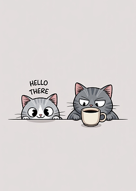 Two Cats with Coffee,