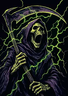 Grim Reaper with Scythe and Lightning