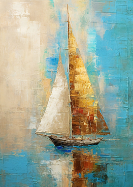 Abstract Sailboat Painting
