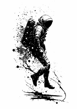 Monochrome Astronaut in Space Art