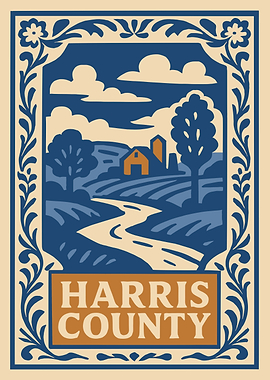 Harris County Landscape Illustration