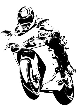Motorcycle Rider Black and White Graphic