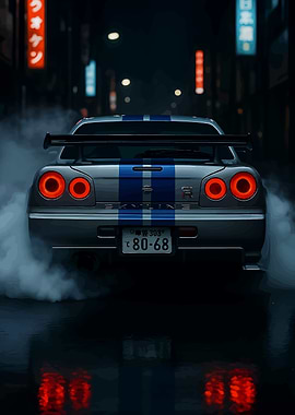 Nissan Skyline R34 at Night