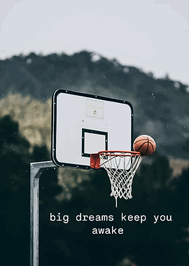 Basketball hoop with motivational quote