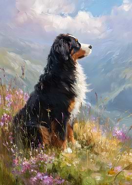 Bernese Mountain Dog in Mountain Meadow