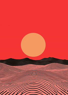 Abstract Desert Sunset Landscape Art