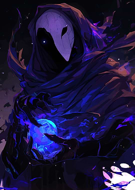 Hooded Figure with Glowing Orb