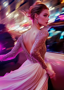 Woman in Gown with Motion Blur