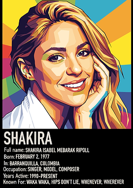 Shakira Portrait Pop Art