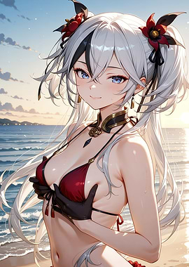 Wuthering Waves in Bikini on Beach