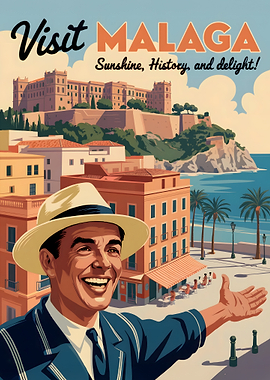 Visit Malaga Travel Poster