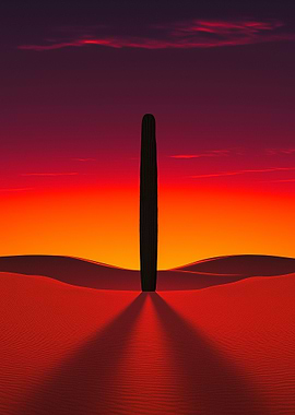 Desert Sunset with Cactus Silhouette