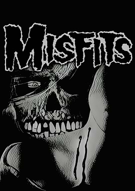 Misfits Skull Black and White Art