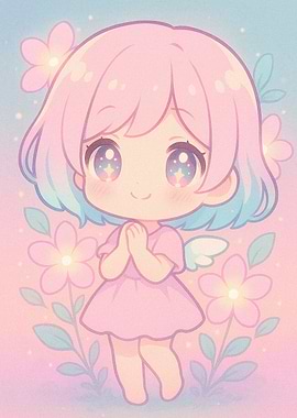 Chibi Angel with Flowers