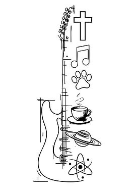 Guitar with Symbols Sketch