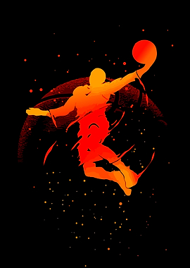 Basketball Player Dunking Silhouette Art